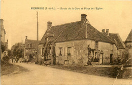 Miermaigne * La Route De La Gare Et La Place De L'église - Autres & Non Classés