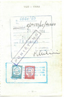 FISCAUX SERBIE Yougoslavie  VISA DE PASSEPORT 3000 D   BLEU ET 750 ROUGE  DU 20 OCT 1964 - Serbie