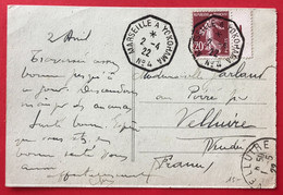 France N°139 (millésime 1) Sur CPA - TAD MARSEILLE A YOKOHAMA N°4 - 22.4.1922 - (A252) - Correo Marítimo