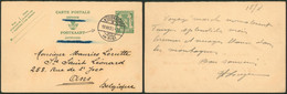 EP (réponse) Au Type 35ctm Vert Petit Sceau De L'état Obl à Pont Kussenacht / Rigi (Suisse) > Ans - Cartes Postales 1909-1934