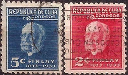 Cuba -  Fx. 906 - Yv. 219/20 - J.C.Finlay - Descubridor De La Transmisión De La Fiebre Amarilla - 1934 - Ø - Gebraucht