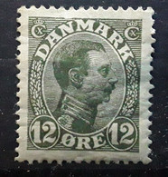 DANMARK DANEMARK DENMARK 1913, Christian X , Yvert No 75, 12 O Olive  , Neuf * MH TB - Unused Stamps