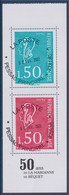 50 Ans De La Marianne De Béquet Issu Carnet, Paire Oblitérée Rouge Et Bleu 1.50€ Grand Format 4 X 5.2 N°5537 Et 5538 - Usados