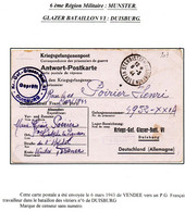 Kriegsgefangenenpost Prisonnier De Guerre Stalag 1940/45  KRIEGS-GEF. GLAZER-BATL. VI DUISBURG + Censure - Documenti