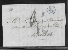 France Marque Postale - Lettre De Paris Pour Marseille 1838 - Taxe 20 - TB - 1801-1848: Vorläufer XIX