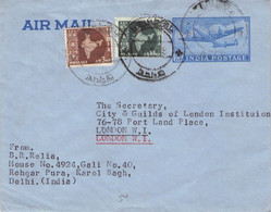 INDIA - UPRATED AEROGRAMME DELHI > LONDON / ZO68 - Airmail