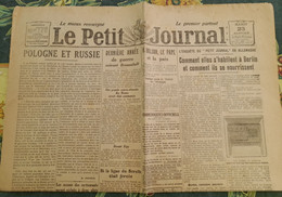 Quotidien Le Petit Journal 23 Janvier 1917 Pologne Et Russie Wilson Le Pape Et La Paix - Le Petit Journal