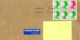 FRANCIA FRANCE - 2022 Lettera Per L'Italia Con 6 Francobolli Marianne In Franchi - 8251 - Lettres & Documents