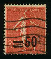 FRANCE - VARIETE - YT 220 - SEMEUSE 50c/80c - SURCHARGE DEPLACEE - 8 NON BARRE - TIMBRE OBLITERE - Used Stamps