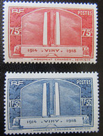 France - Timbres Vimy 1936 N°316 Et 317 Neufs** MNH - TTB - Unused Stamps