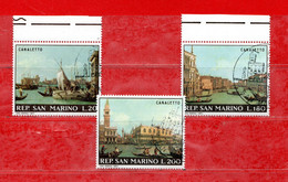 SAN MARINO ° 1971  - DIPINTI Del CANALETTO .Unif. 824 à 826  . Usati - Usados