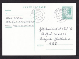 Luxembourg: Stationery Postcard To Germany, 1986, Cancel Belvaux (traces Of Use) - Storia Postale