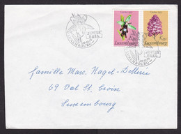 Luxembourg: Cover, 1975, 2 Charity Stamps, Caritas, Flower, Orchid?, Cancel Merry Christmas (minor Crease) - Brieven En Documenten