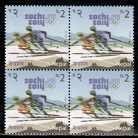 Nepal 2014 Mi# 1139 ** MNH - Block Of 4 - Winter Olympic Games, Sochi / Skiing - Winter 2014: Sotschi