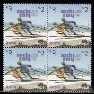 Nepal 2014 Mi# 1139 ** MNH - Block Of 4 - Winter Olympic Games, Sochi / Skiing - Inverno 2014: Sotchi