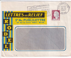 1961 - DECARIS / ENVELOPPE PUB ILLUSTREE "STE PUBLILETTRE" à VINCENNES - 1960 Marianne Of Decaris
