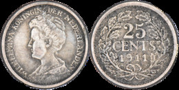 Pays-Bas - 1911 - 25 Cents - Wilhemina - 640 ‰ - 01-017 - 25 Centavos