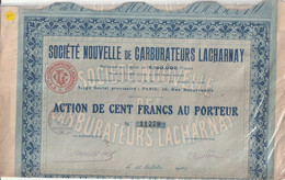 Action Cent Francs CARBURATEURS LACHARNAY 1920 - 2 Scan - Automobil