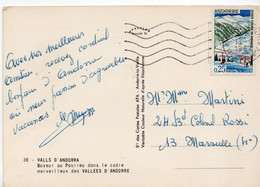 Andorra (1967) - "Sports D'Hiver" 25 Cent. Su Cartolina Per La Francia - Lettres & Documents