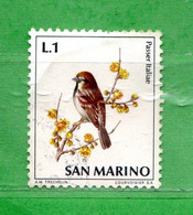 SAN MARINO ° 1972 - Fauna Avicola. UCCELLI - BIRDS. Lire.1.Unif. 855 . Usati - Usados