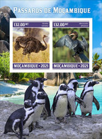 Mozambico 2021, Animals, Birds, Ostric, Pinguins, BF IMPERFORATED - Autruches