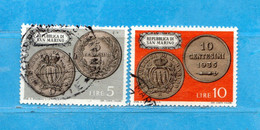 SAN MARINO ° 1972 - MONETE DELLA REPUBBLICA DI SAN MARINO  .Unif. 868-869.  Usati - Used Stamps