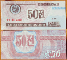 North Korea DPRK 50 Chon 1988 UNC With W/m АЭ-26.2a - Korea, Noord