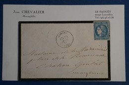 AQ8 FRANCE BELLE  LETTRE  1871 NONANT    POUR CHATEAU GANTIER + CERES BORDEAUX  +AFFRANCH. PLAISANT - 1870 Uitgave Van Bordeaux