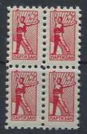 Yugoslavia 1960, Sports Association Partizan, Stamp For Membership  - Revenue, Tax Stamp Block Of 4, MNH - Officials