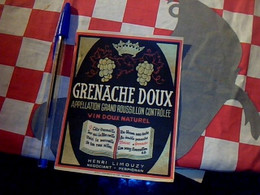 Vieux Papier Collection Etiquette Non Utilisée Vin Grenache Doux Henri Limousy Perpignan - Alcoholes Y Licores