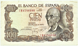 ESPAÑA - 100 Pesetas - 17.11.1970 ( 1974 ) - Pick 152 - Serie 7H - Manuel De Falla - 100 Peseten