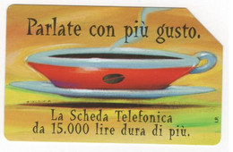 Scheda TELECOM ITALIA "PARLATE CON PIU' GUSTO CAFFE'", Catalogo Golden 760, Usata Scad.30.06.2000, Taglio 10.000 Lire - Levensmiddelen