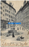 179669 SWITZERLAND GENEVE STREET OF CITY SPOTTED CIRCULATED TO CAROUGE POSTAL POSTCARD - Carouge