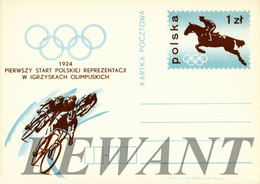 L POLAND - 1974.03.02 Cp 599 50th Anniversary Of The Polish Team's Start At The Olympic Games - Hippie, Cycling - Entiers Postaux