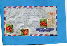 Marcophilie-NOUVELLE CALEDONIE -lettre-REC Nouméa-cad  1959  -3  Timbres N°289 Fleur - Covers & Documents