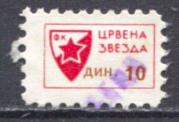 Yugoslavia 80's, Stamp For Membership Football Club Red Star Belgrade, - Revenue, Tax Stamp 10d - Dienstmarken
