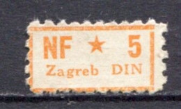 Yugoslavia 1948, Stamp For Membership NF Zagreb, Administrative Stamp, Revenue, Tax Stamp 5d Orange - Oficiales