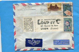 Marcophilie-NOUVELLE CALEDONIE-lettre- -cad NOUMEA-1959   -3  Timbres N°273+292-83 Coraux Et Poisson - Cartas & Documentos