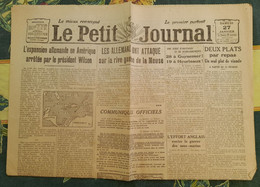 Quotidien Le Petit Journal 27 Janvier 1917 28 A Guynemer 19 A Heurteaux Deux Plats Par Repas - Le Petit Journal