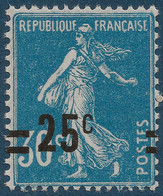 France Semeuse N°217** Surcharge à Cheval Barres Des 2 Cotés TTB Signé CALVES - 1906-38 Sower - Cameo