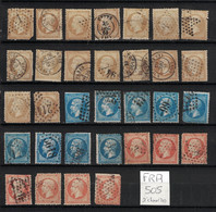 France - Yvert 21, 22, 23 - 32 Exemplaires Oblitérés Tous Second Choix - Scott#25, 26, 27 - 32 Used Damaged Copies - 1862 Napoleon III