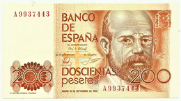 ESPAÑA - 200 Pesetas - 16.09.1980 ( 1984 ) - Pick 156 - Serie A - Leopoldo Garci De Las Alas Clarin - [ 4] 1975-…: Juan Carlos I.