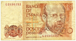 ESPAÑA - 200 Pesetas - 16.09.1980 ( 1984 ) - Pick 156 - Serie G - Leopoldo Garci De Las Alas Clarin - [ 4] 1975-…: Juan Carlos I.