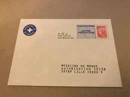 PAP010 - PAP Réponse  Neuf 110x154 Marianne De Beaujard Tarif LETTRE PRIORITAIRE Repiqué Médecins Du Monde 13P080 - PAP: Ristampa/Beaujard