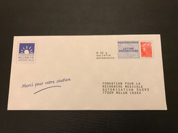 PAP049 - PAP Réponse  Neuf 110x220 Marianne De Beaujeard Tarif LETTRE PRIORITAIRE Repiqué Fondation Recherche Médicale - Listos Para Enviar: Respuesta /Beaujard