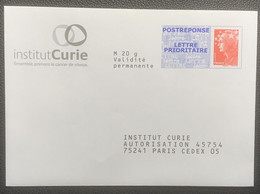 PAP133 - PAP Réponse  Neuf 110x154 Marianne De Beaujard Tarif LETTRE PRIORITAIRE Repiqué Institut Curie 10P017 - Prêts-à-poster: Réponse /Beaujard