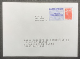 PAP136 - PAP Réponse  Neuf 110x154 Marianne De Beaujard Tarif LETTRE PRIORITAIRE Repiqué Baron Philippe De Rothschild SA - Prêts-à-poster:Answer/Beaujard