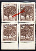 39566 CUBA  193 3c Independence Issue W/two Palms Variety Blk4 MNH - Imperforates, Proofs & Errors