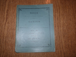 Couverture De Cahier Unie Bleue Des Années 1800 - Frise Noire Maillons De Chaîne/étoiles - Format Plié 22,2x17,7 Cm Env. - Protège-cahiers