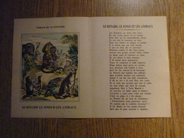 Couverture-Protège Documents "Le Renard, Le Singe Et Les Animaux" Et Autres Fables -Format Plié 22,7x 17,7 Cm Environ. - Protège-cahiers